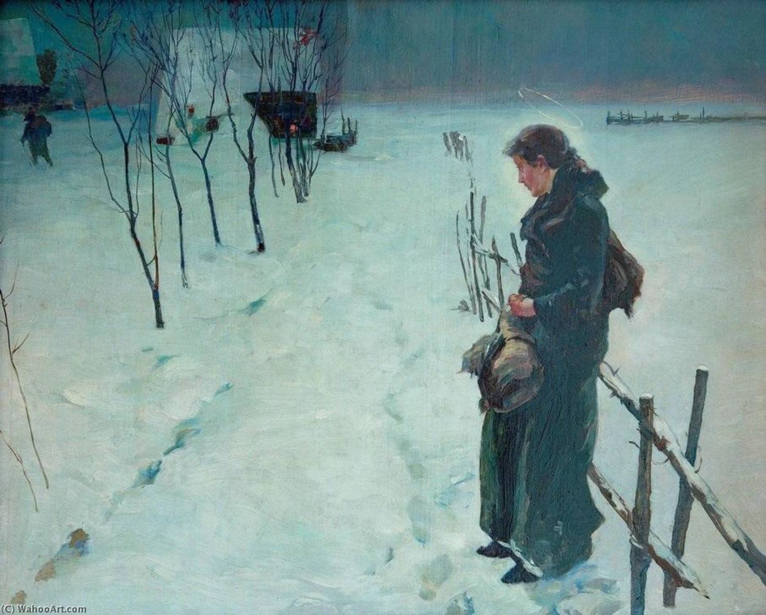 Wikioo.org - The Encyclopedia of Fine Arts - Painting, Artwork by Fritz Von Uhde - Winter landscape, Christmas Eve