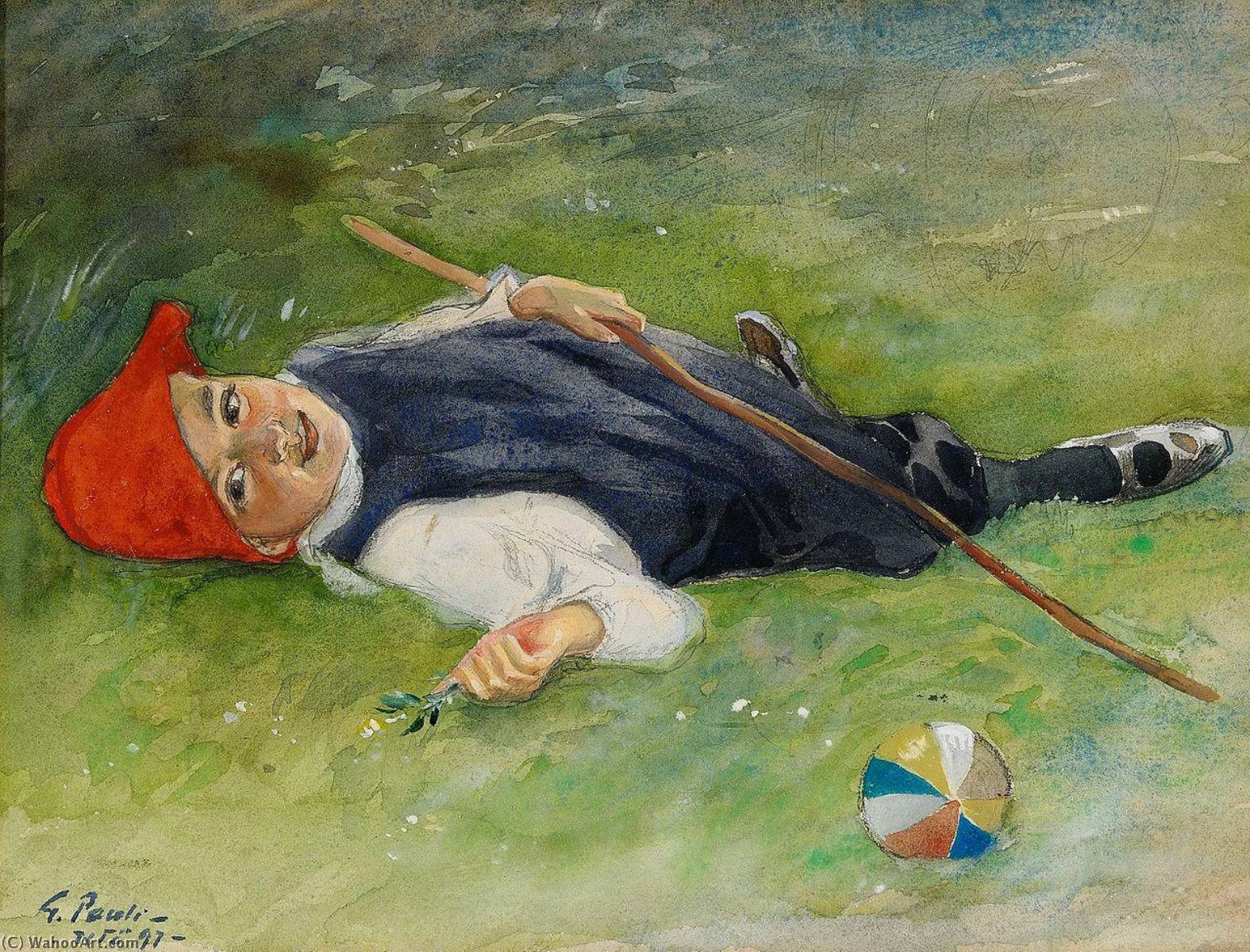 Wikioo.org - The Encyclopedia of Fine Arts - Painting, Artwork by Georg Pauli - Göran in the green grass