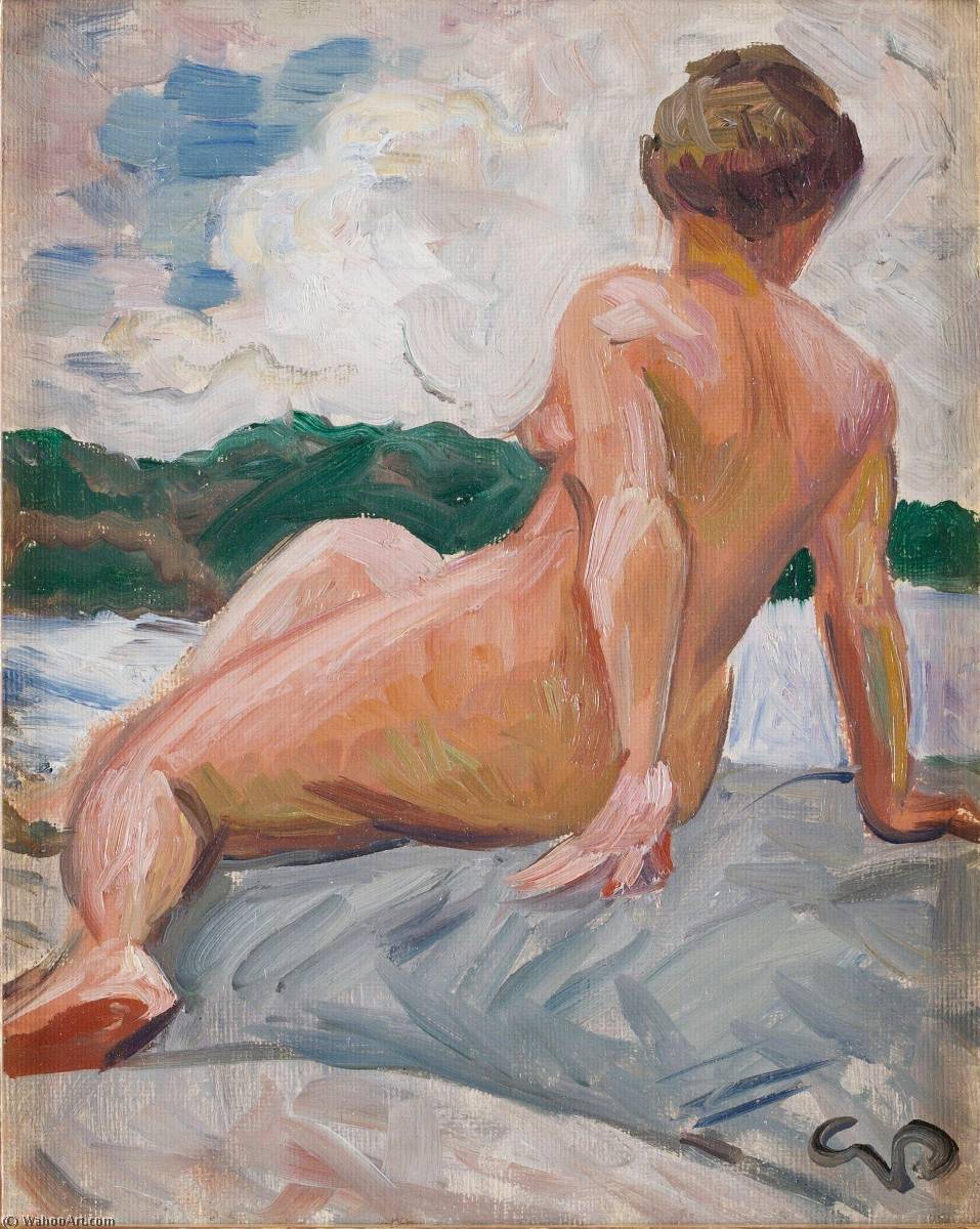 WikiOO.org - Encyclopedia of Fine Arts - Lukisan, Artwork Georg Pauli - Model on the cliff