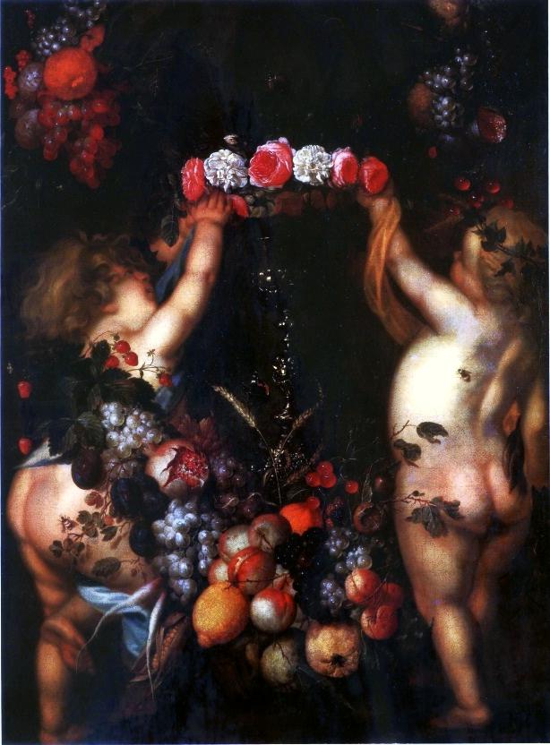 Wikioo.org - The Encyclopedia of Fine Arts - Painting, Artwork by Cornelis Jansz De Heem - Putti crowning a chalice