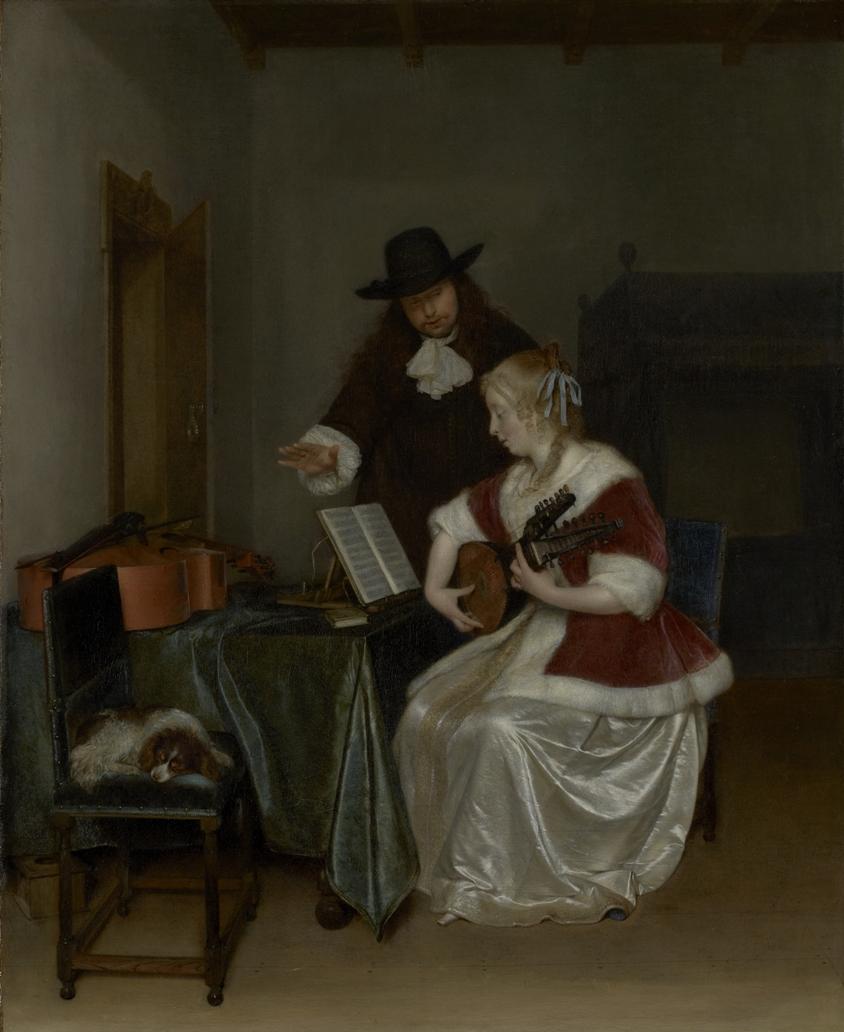 Wikioo.org - สารานุกรมวิจิตรศิลป์ - จิตรกรรม Gerard Ter Borch The Younger - The Music Lesson