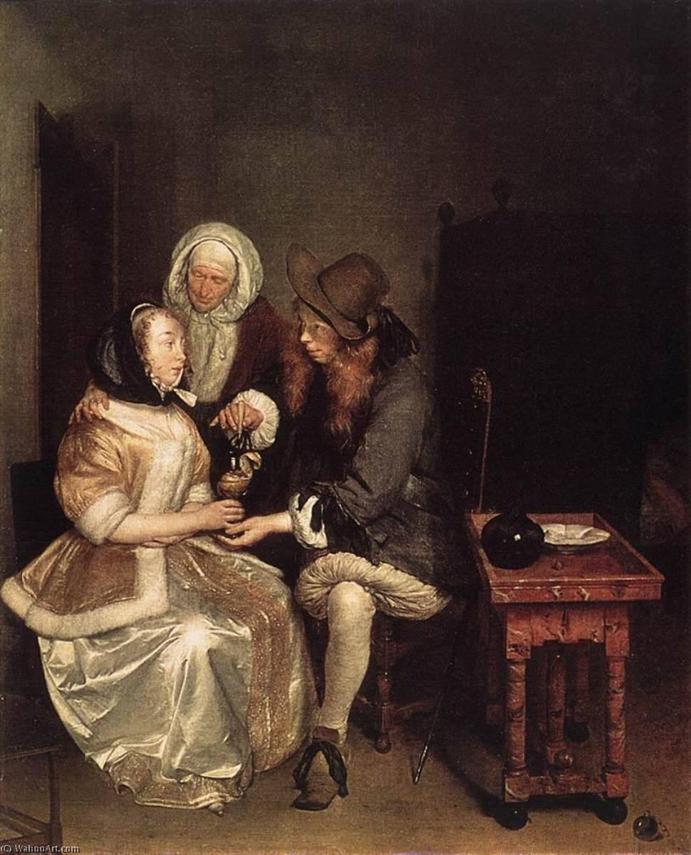 Wikioo.org - The Encyclopedia of Fine Arts - Painting, Artwork by Gerard Ter Borch The Younger - The Glass of Lemonade