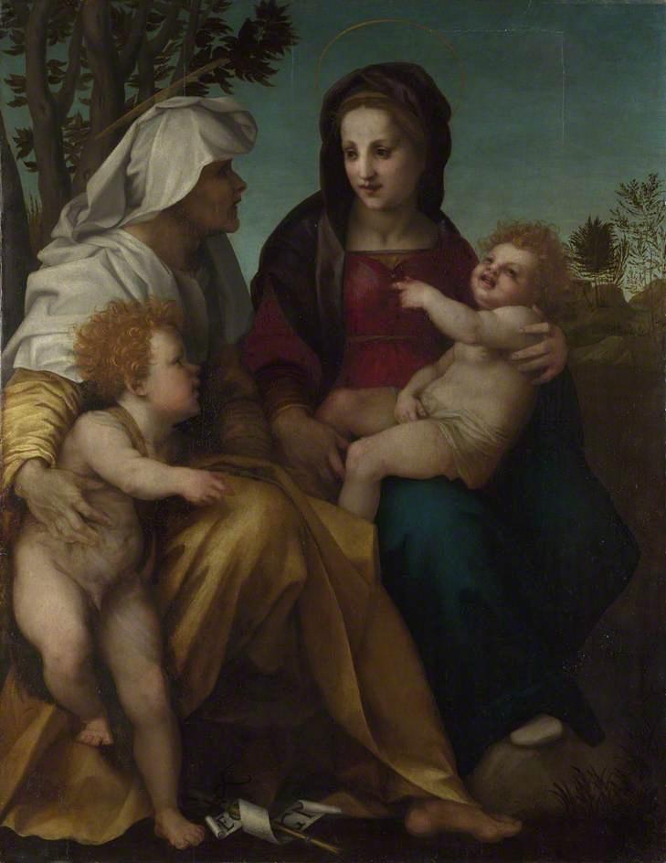 Wikioo.org - The Encyclopedia of Fine Arts - Painting, Artwork by Andrea Del Sarto - The Madonna and Child with Saint Elizabeth and John the Baptist