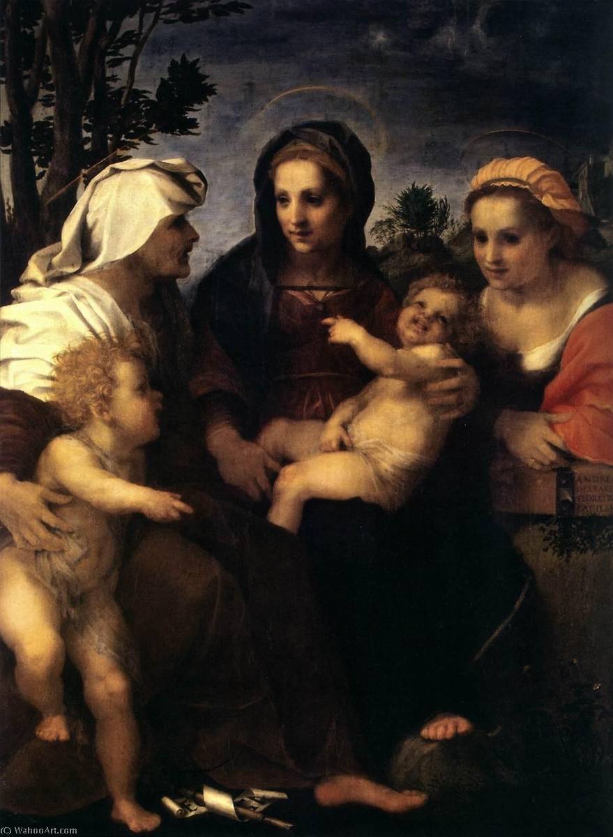 Wikioo.org - The Encyclopedia of Fine Arts - Painting, Artwork by Andrea Del Sarto - Madonna and Child with Sts Catherine, Elizabeth and John the Baptist