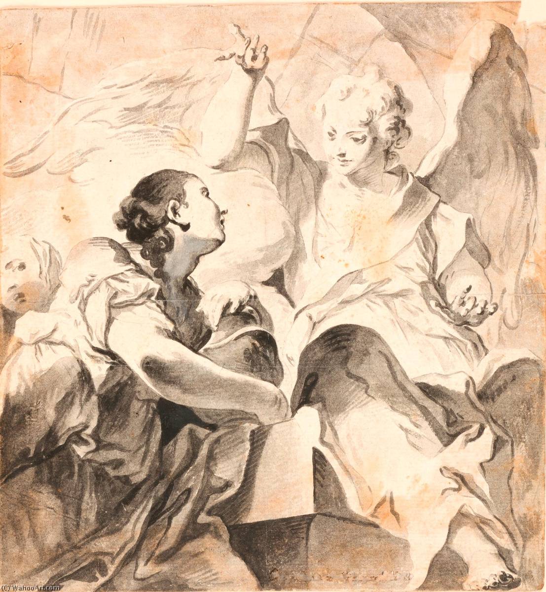 Wikioo.org – La Enciclopedia de las Bellas Artes - Pintura, Obras de arte de Giambettino Cignaroli - maría Magdalena a  el  Tumba  todaclasede  Cristo