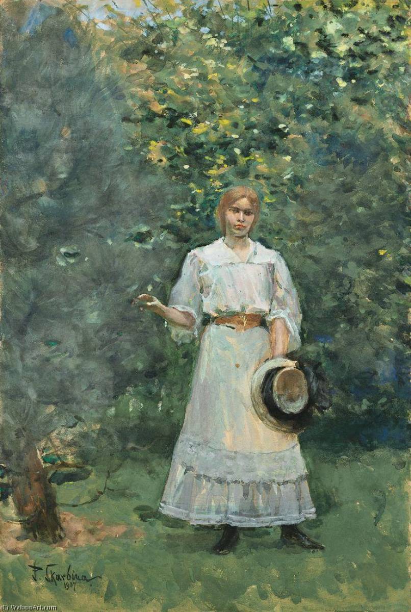 Wikioo.org - The Encyclopedia of Fine Arts - Painting, Artwork by Franz Skarbina - Girl in the Garden