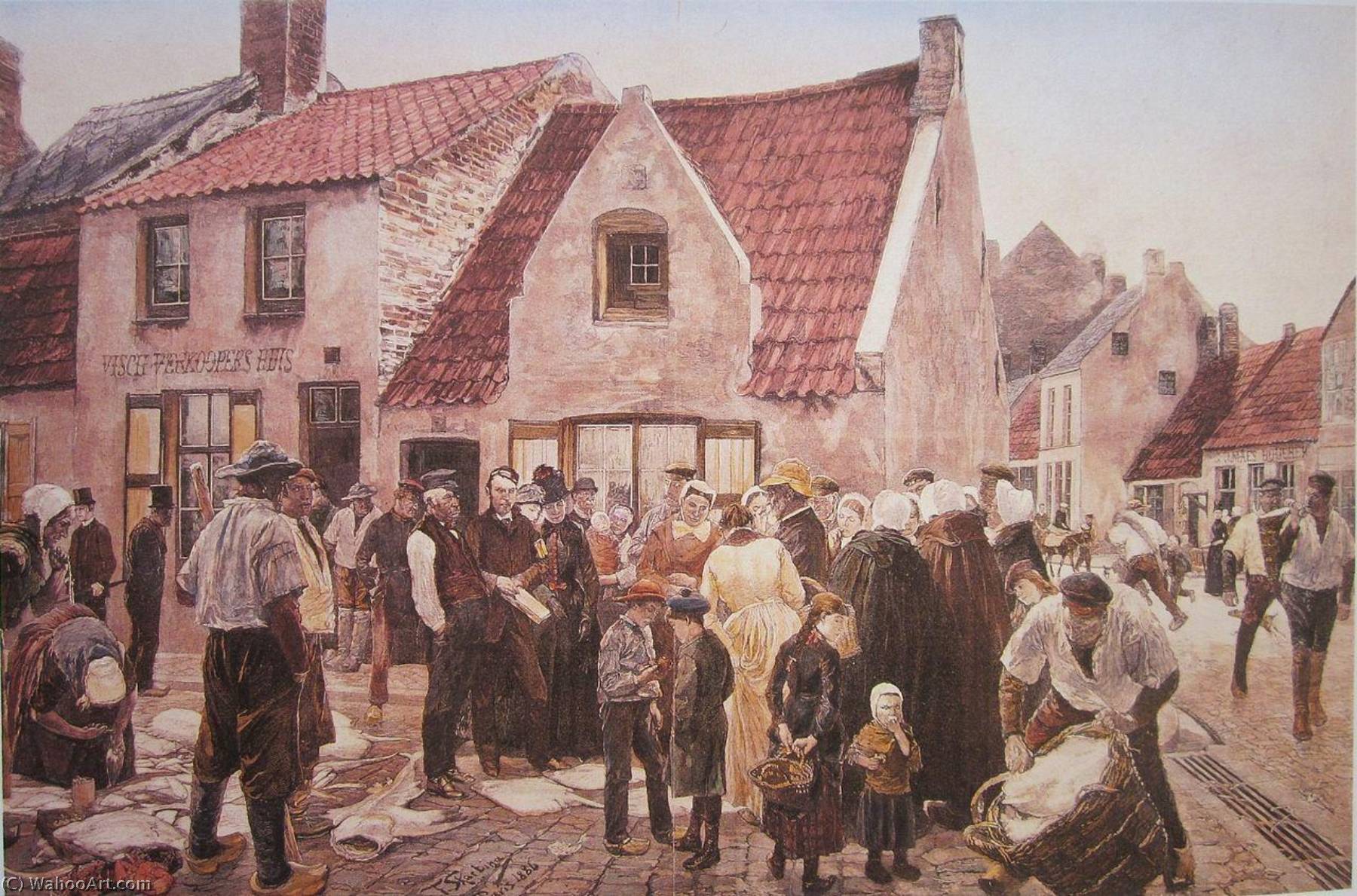 Wikioo.org - The Encyclopedia of Fine Arts - Painting, Artwork by Franz Skarbina - The Fish Market at Blankenberge