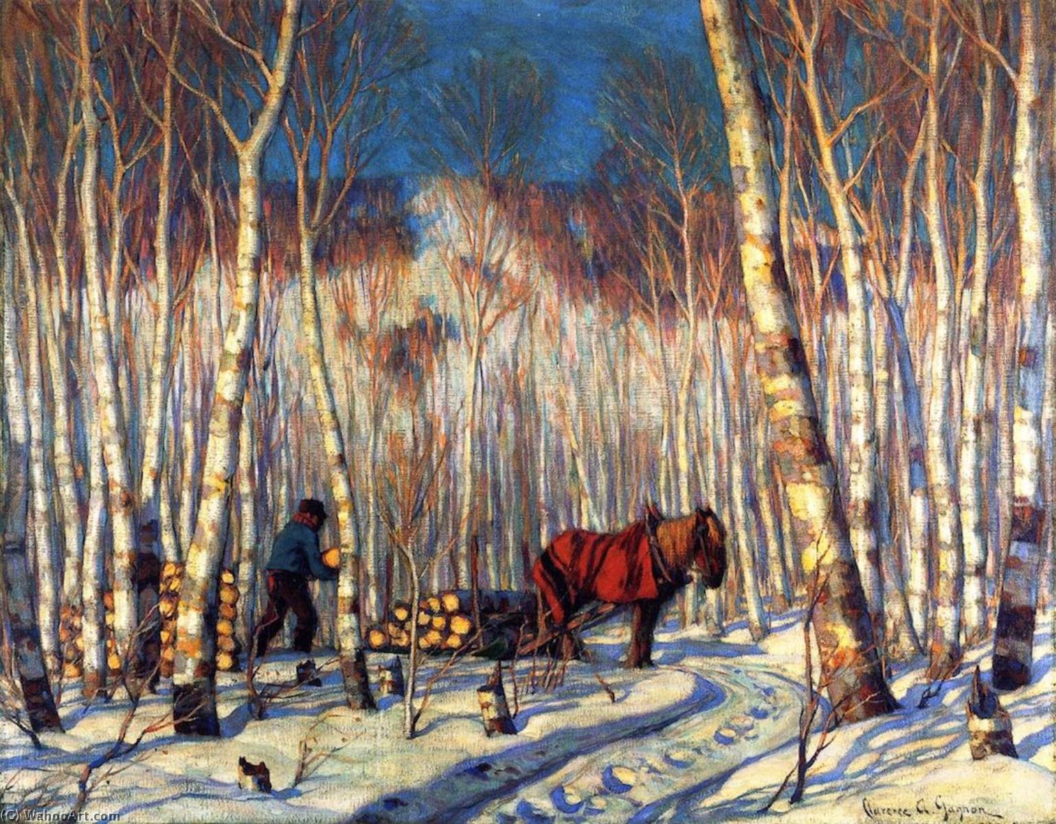 Wikioo.org - The Encyclopedia of Fine Arts - Painting, Artwork by Clarence Alphonse Gagnon - March in the Birch Woods