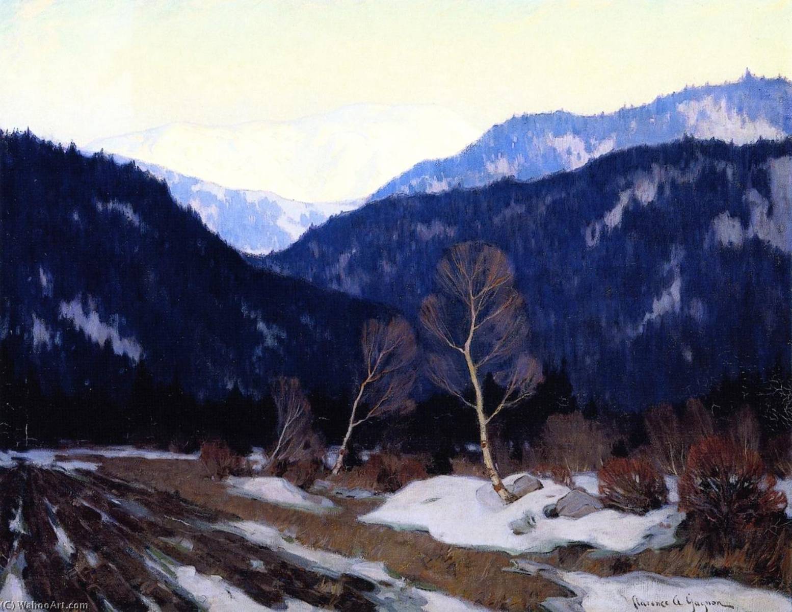 Wikioo.org - The Encyclopedia of Fine Arts - Painting, Artwork by Clarence Alphonse Gagnon - Early Spring Morning in the Laurentian Wilds