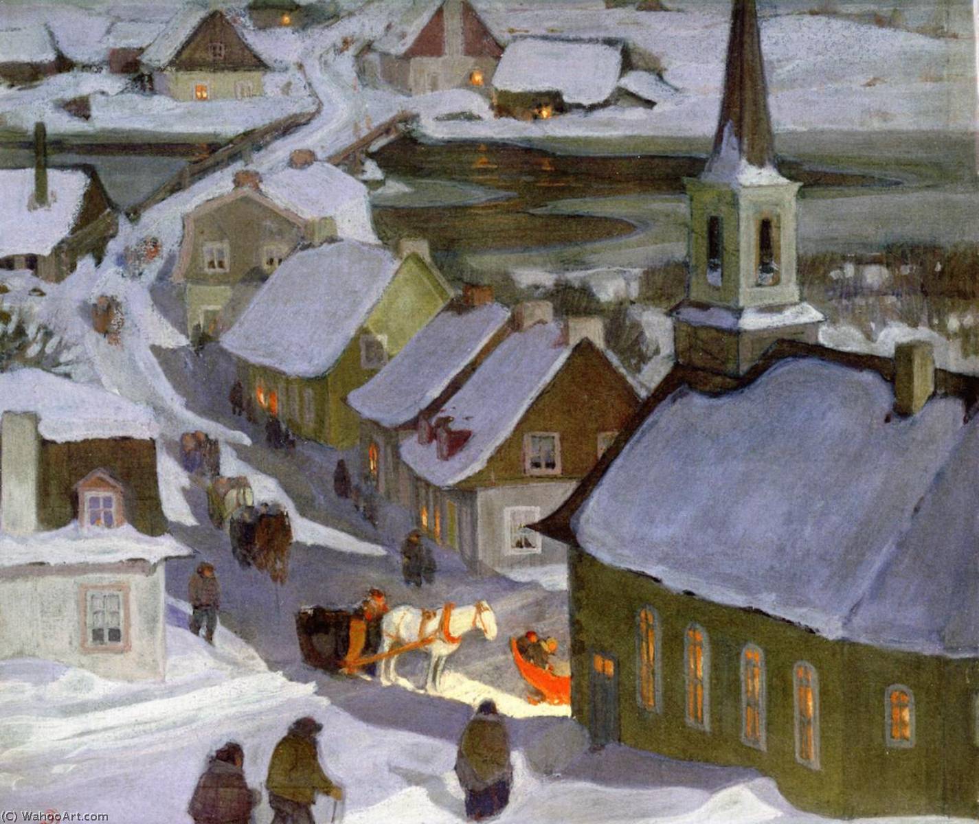 Wikioo.org - The Encyclopedia of Fine Arts - Painting, Artwork by Clarence Alphonse Gagnon - Midnight Mass