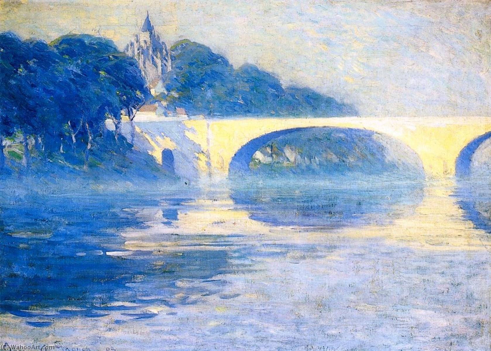 Wikioo.org - The Encyclopedia of Fine Arts - Painting, Artwork by Clarence Alphonse Gagnon - Early Morning Mist, Pont de l'Arche