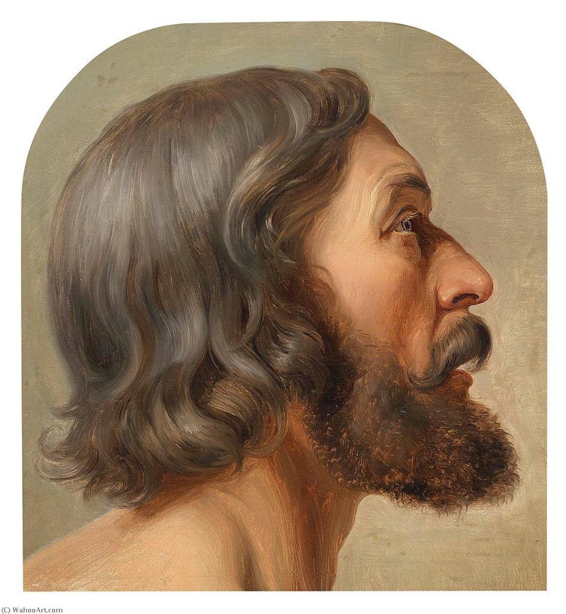 Wikioo.org - The Encyclopedia of Fine Arts - Painting, Artwork by Friedrich Wilhelm Schadow - Head of Jesus