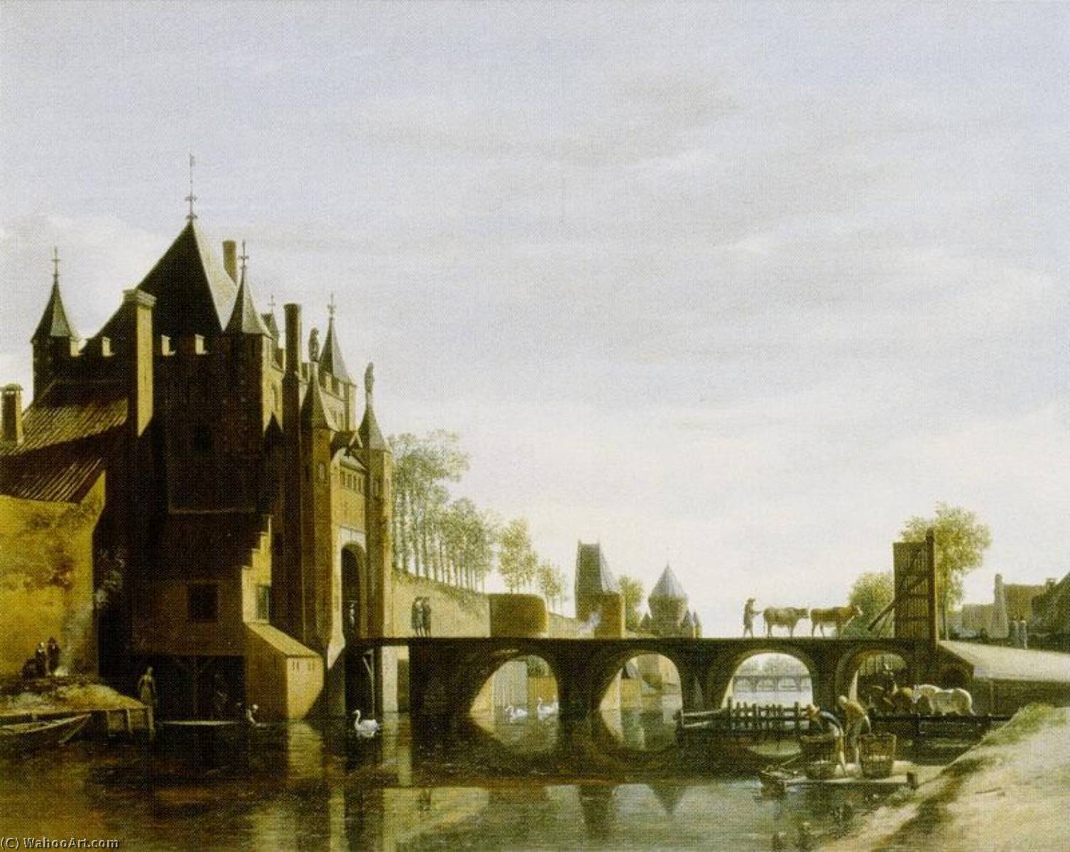 WikiOO.org - Encyclopedia of Fine Arts - Schilderen, Artwork Gerrit Adriaenszoon Berckheyde - Grote Houtpoort at Haarlem