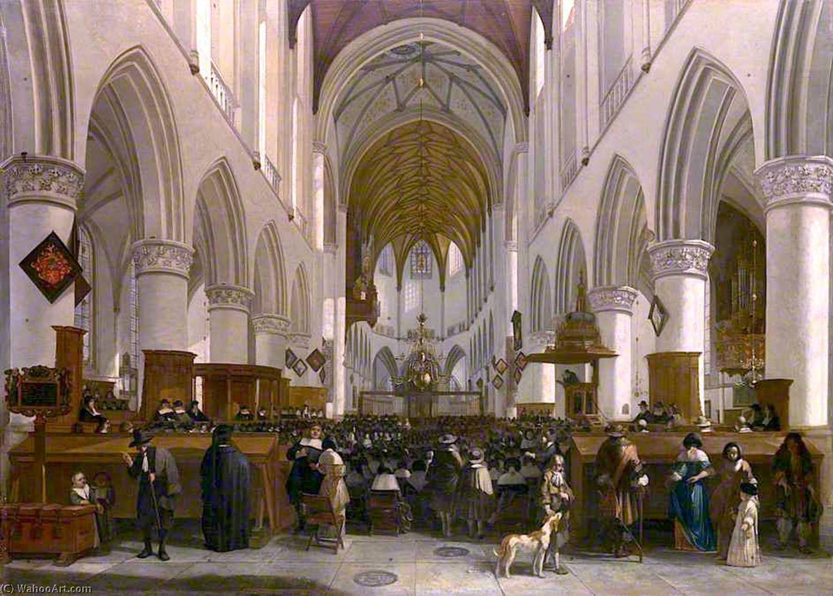 WikiOO.org - Encyclopedia of Fine Arts - Malba, Artwork Gerrit Adriaenszoon Berckheyde - The Interior of the Grote Kerk, Haarlem