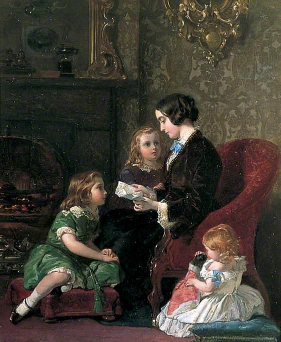 Wikioo.org - The Encyclopedia of Fine Arts - Painting, Artwork by Frederick Goodall - A Letter from Papa