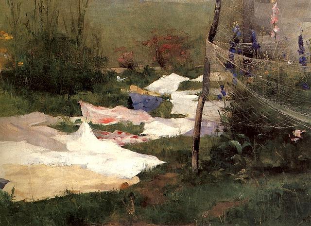 Wikioo.org - The Encyclopedia of Fine Arts - Painting, Artwork by Helene Schjerfbeck - Drying Laundry