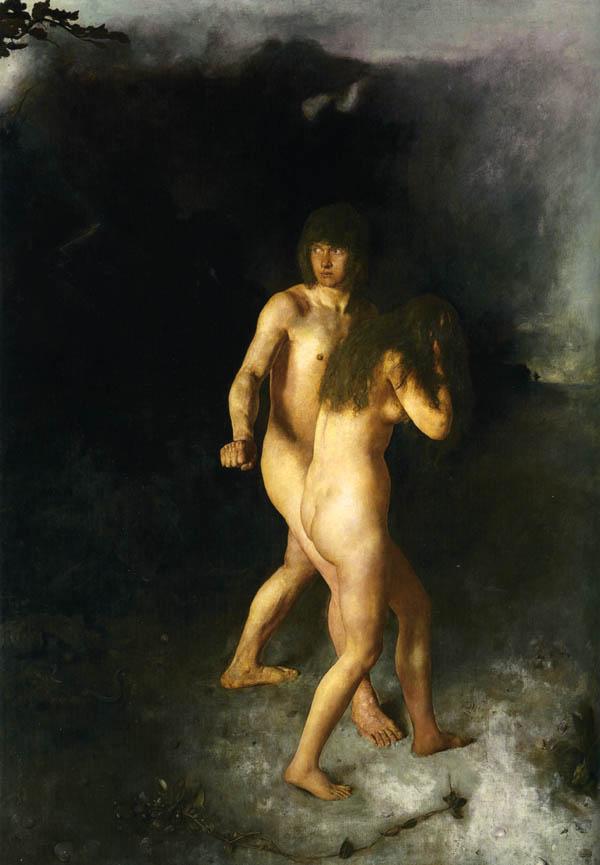 Wikioo.org – La Enciclopedia de las Bellas Artes - Pintura, Obras de arte de Hans Heyerdahl - Adán y Eva