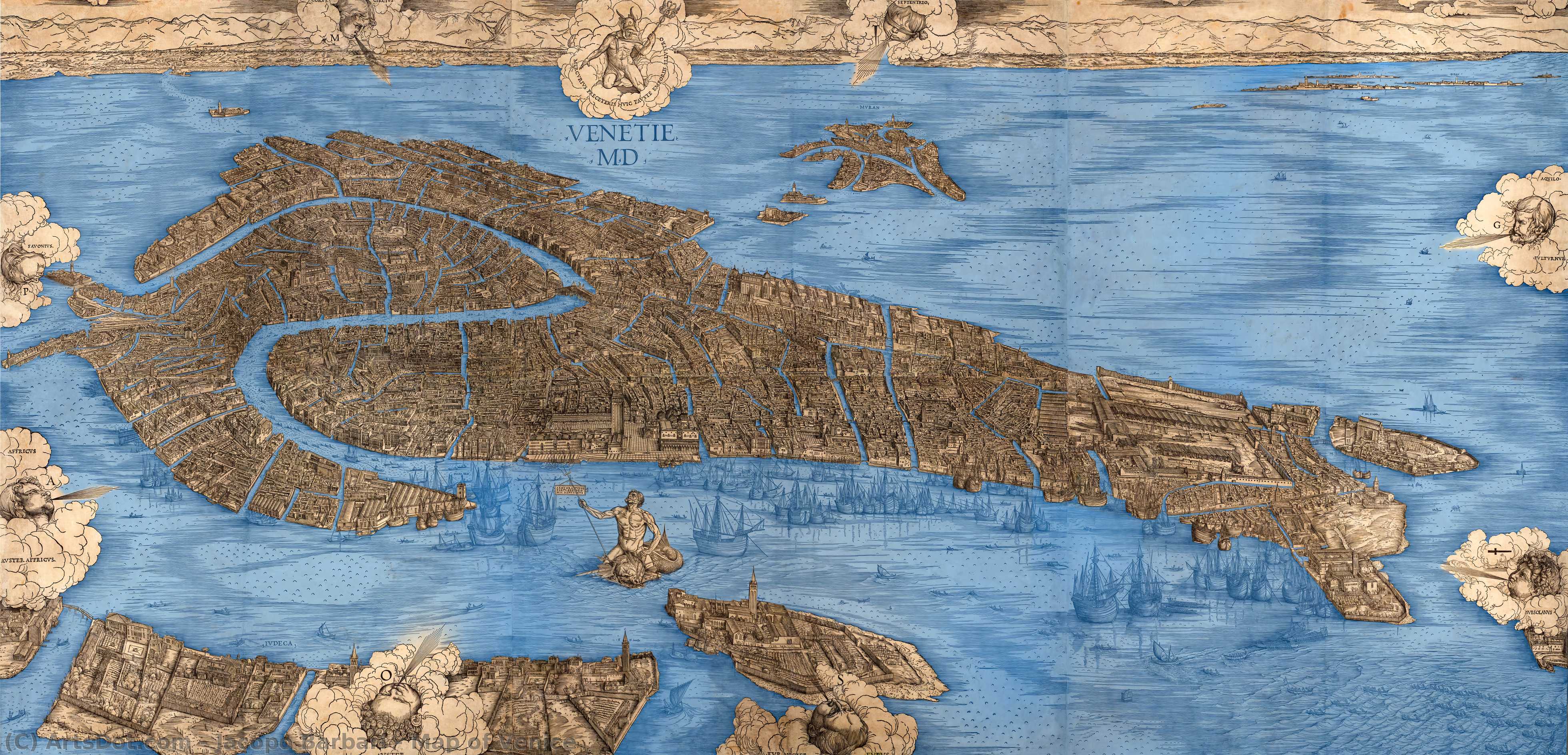 WikiOO.org - Енциклопедия за изящни изкуства - Живопис, Произведения на изкуството Jacopo Barbari - Map of Venice