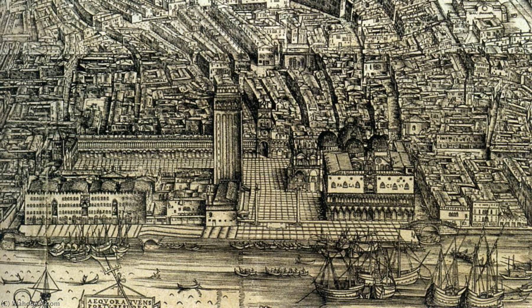 Wikioo.org - สารานุกรมวิจิตรศิลป์ - จิตรกรรม Jacopo Barbari - Perspective plan of Venice (detail)