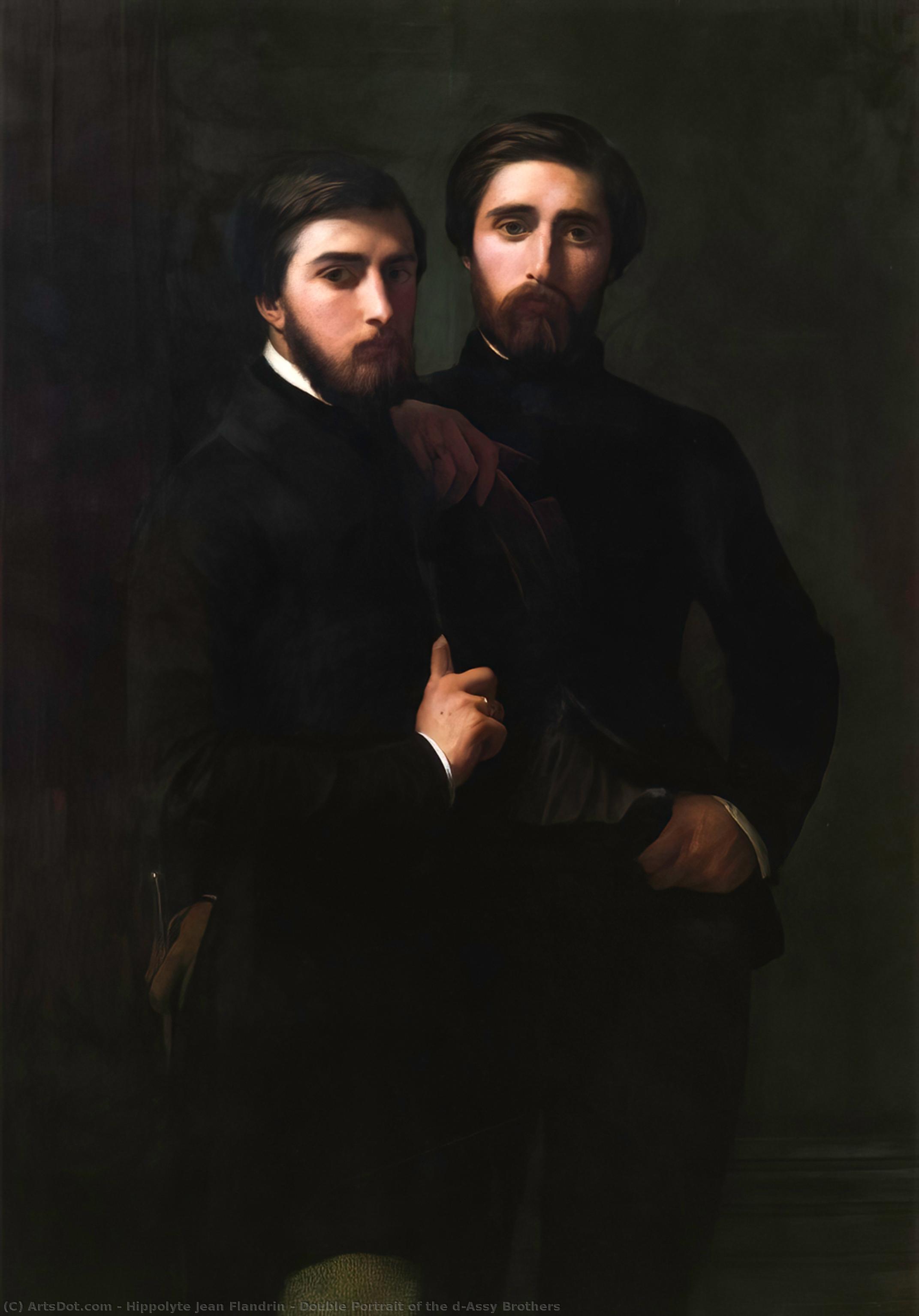 Wikoo.org - موسوعة الفنون الجميلة - اللوحة، العمل الفني Hippolyte Jean Flandrin - Double Portrait of the d'Assy Brothers