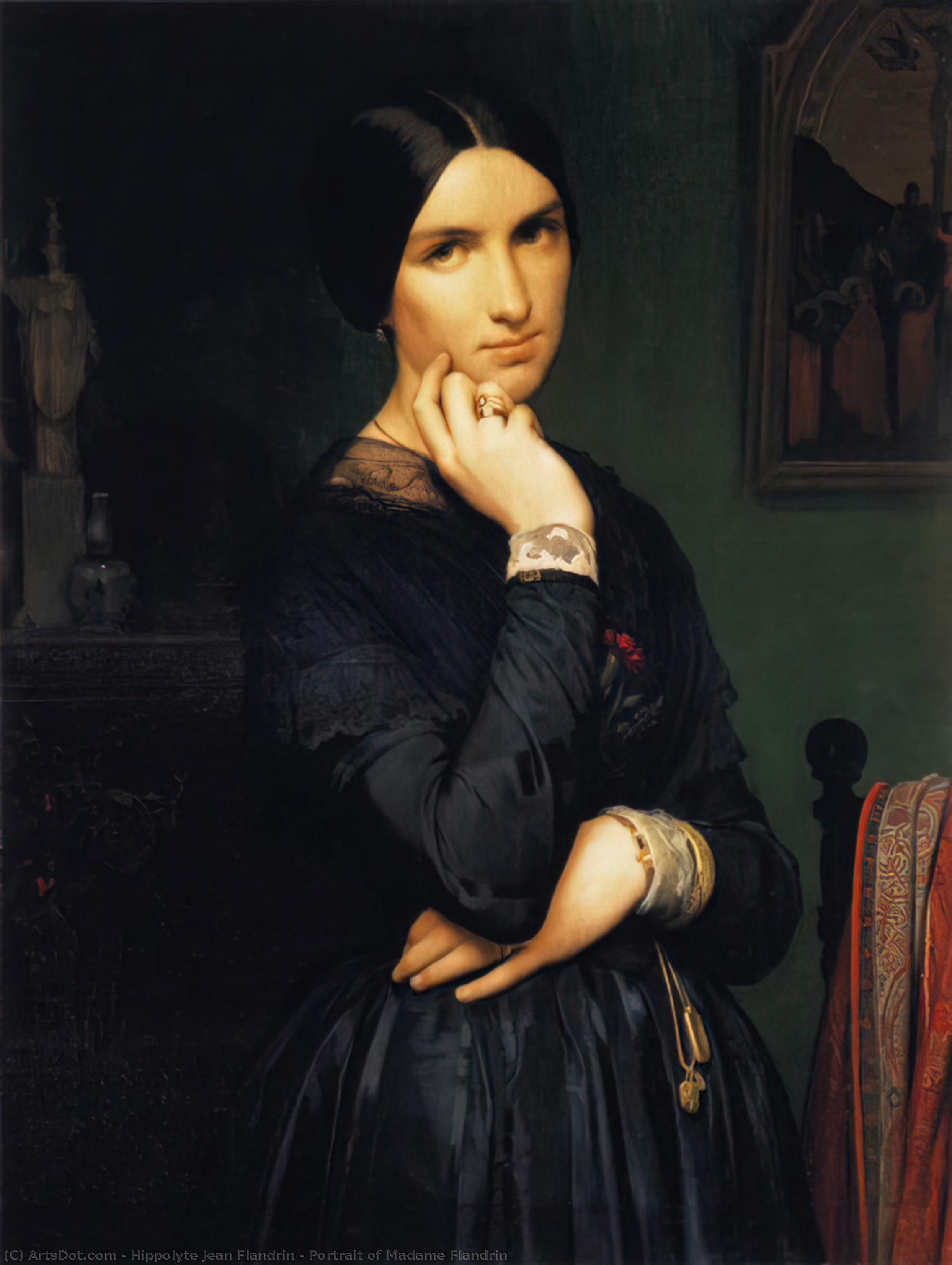 Wikioo.org - สารานุกรมวิจิตรศิลป์ - จิตรกรรม Hippolyte Jean Flandrin - Portrait of Madame Flandrin