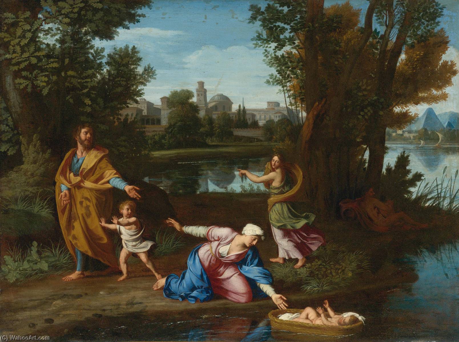 Wikioo.org - The Encyclopedia of Fine Arts - Painting, Artwork by Nicolas Colombel - Moses Cast into the Nile