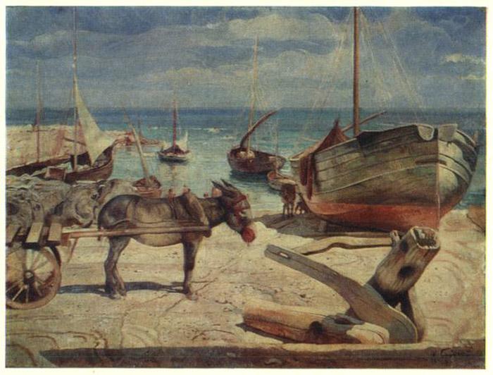 WikiOO.org - Enciklopedija dailės - Tapyba, meno kuriniai Isaak Brodsky - Donkey on Capri