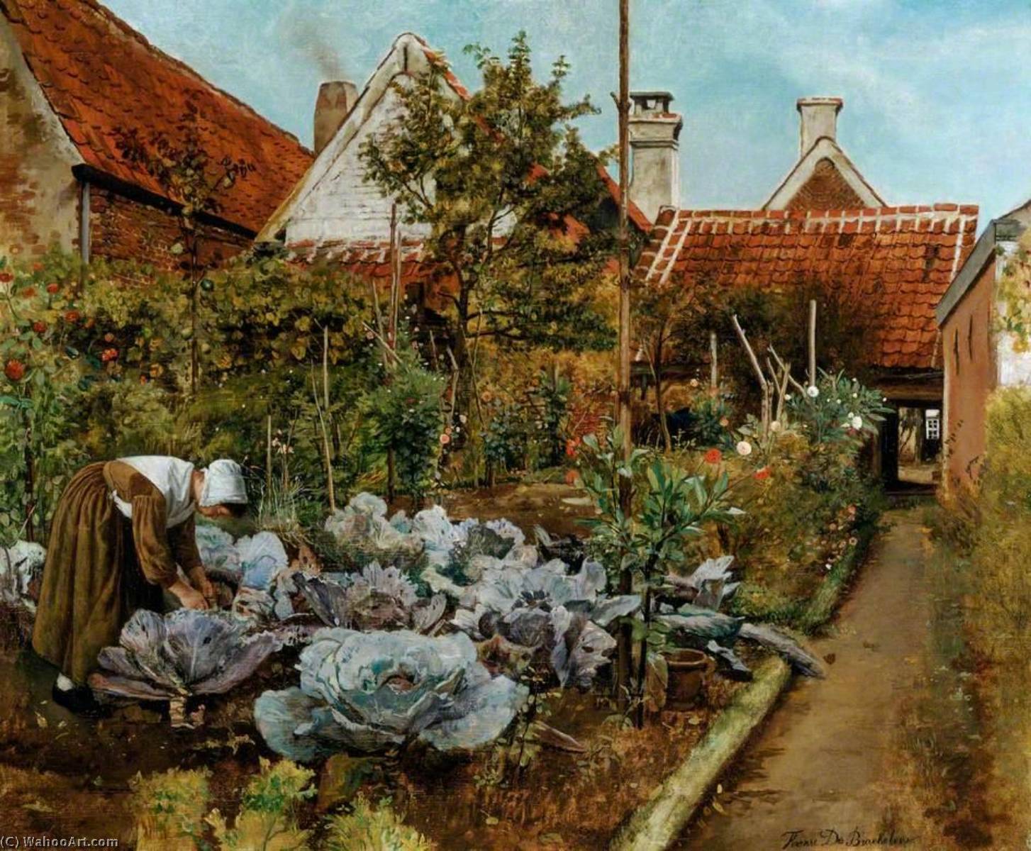 Wikioo.org - The Encyclopedia of Fine Arts - Painting, Artwork by Henri De Braekeleer - A Flemish Kitchen Garden