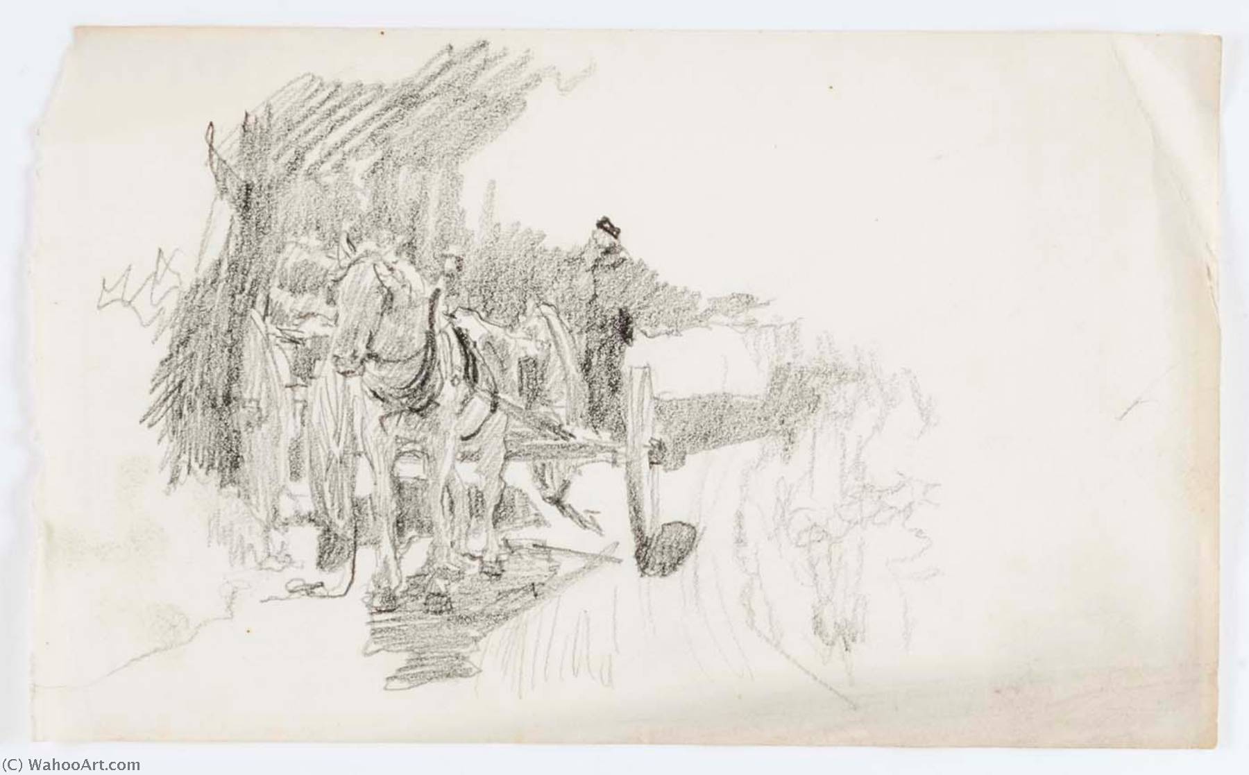 Wikioo.org - Bách khoa toàn thư về mỹ thuật - Vẽ tranh, Tác phẩm nghệ thuật Howard Russell Butler - Untitled (Horse Drawn Cart)