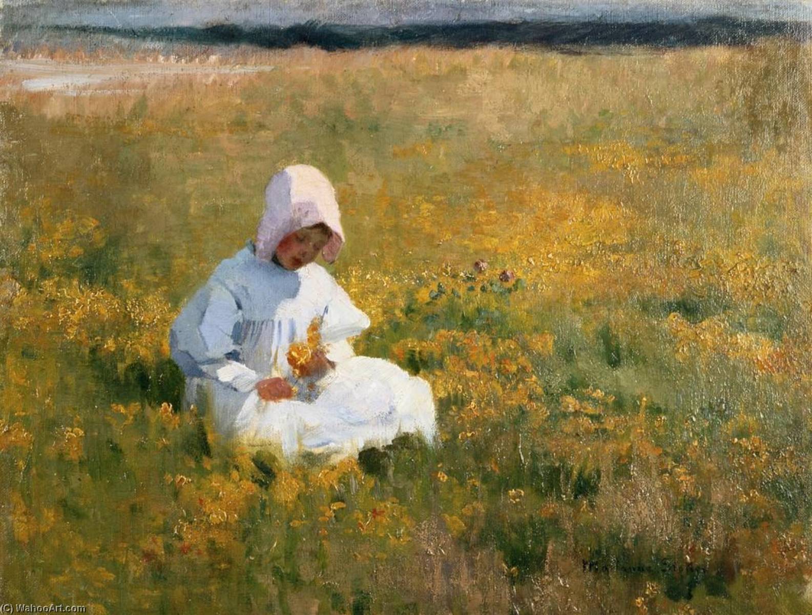 Wikioo.org - The Encyclopedia of Fine Arts - Painting, Artwork by Marianne Stokes - In a Fild of Buttercups