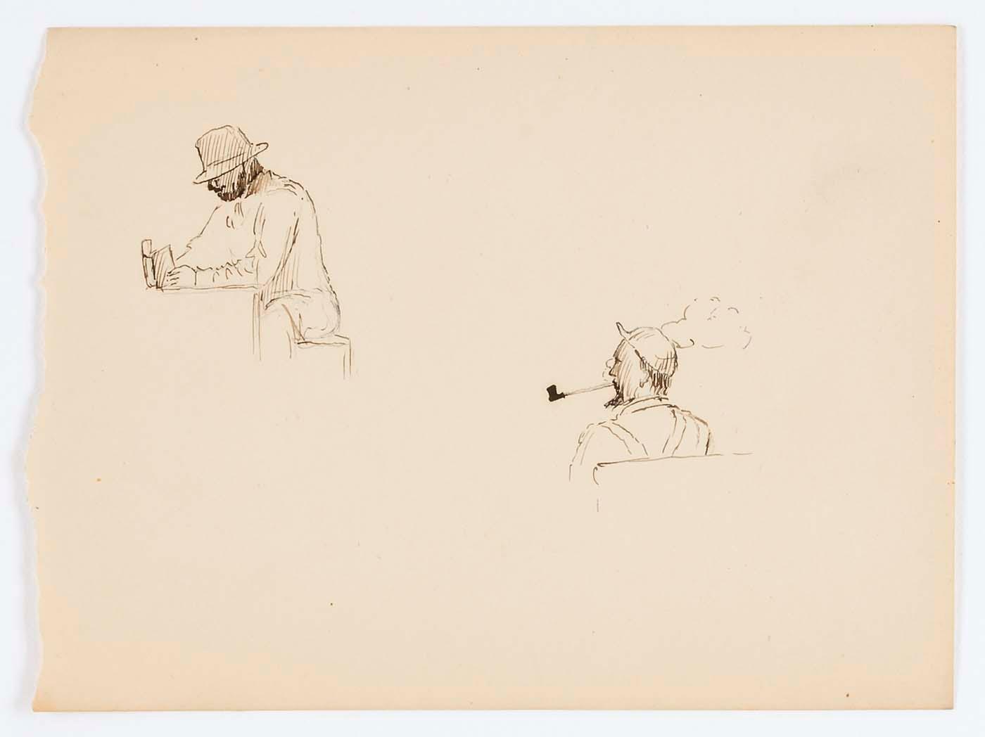 Wikioo.org - The Encyclopedia of Fine Arts - Painting, Artwork by Howard Russell Butler - Untitled (Two Drawings of Men)
