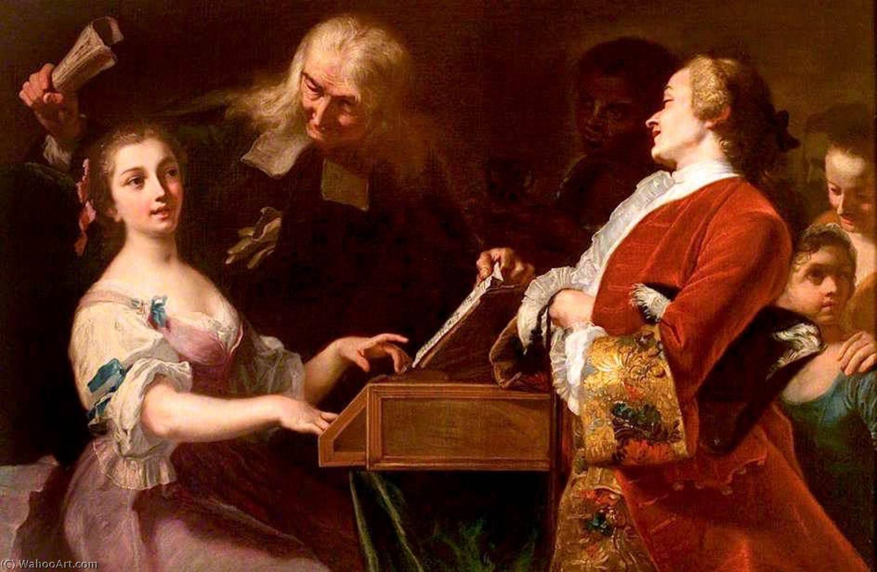 Wikioo.org - The Encyclopedia of Fine Arts - Painting, Artwork by Giuseppe Bonito - The Music Lesson