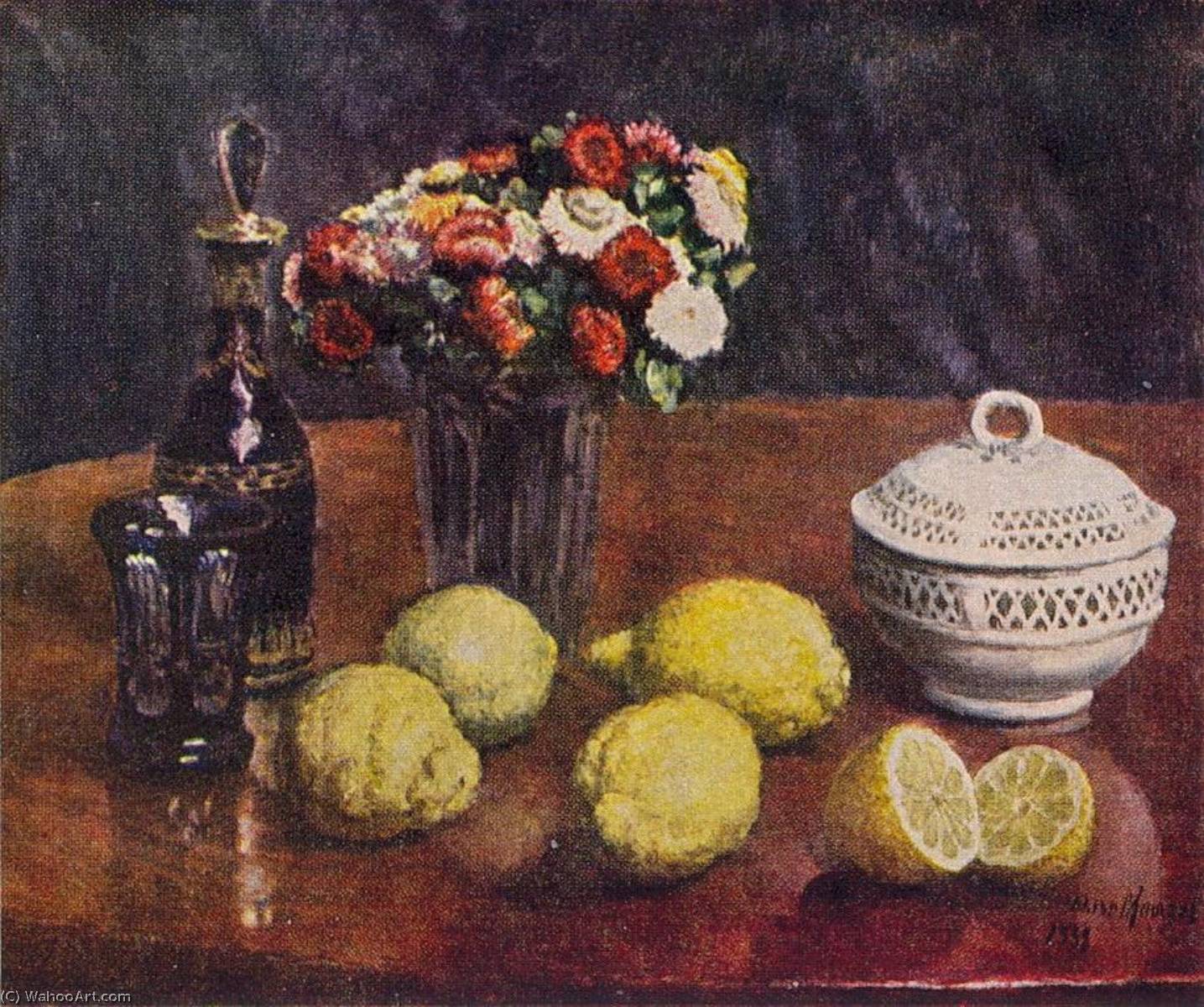 Wikioo.org - The Encyclopedia of Fine Arts - Painting, Artwork by Ilya Ivanovich Mashkov - Lemons and Helichrysum