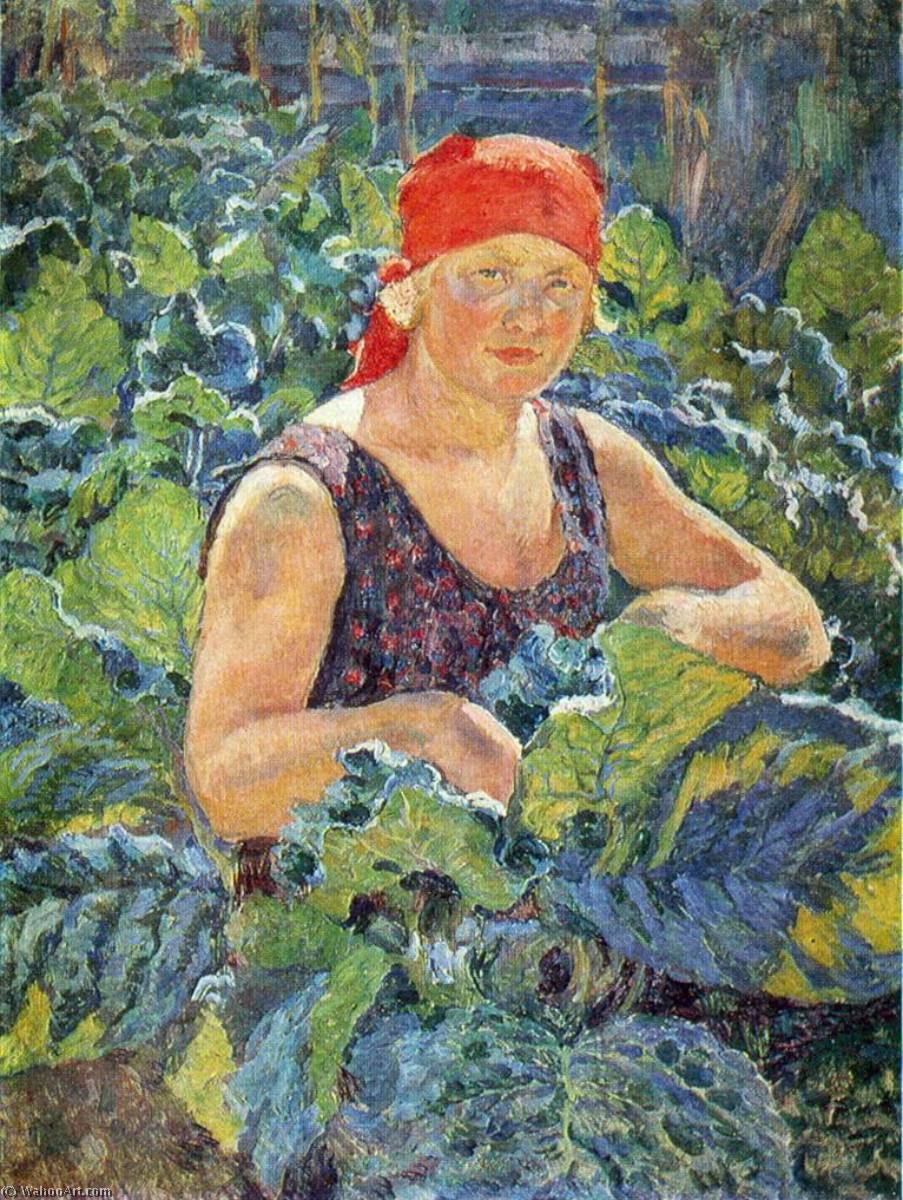 WikiOO.org - אנציקלופדיה לאמנויות יפות - ציור, יצירות אמנות Ilya Ivanovich Mashkov - Girl on the tobacco plantation
