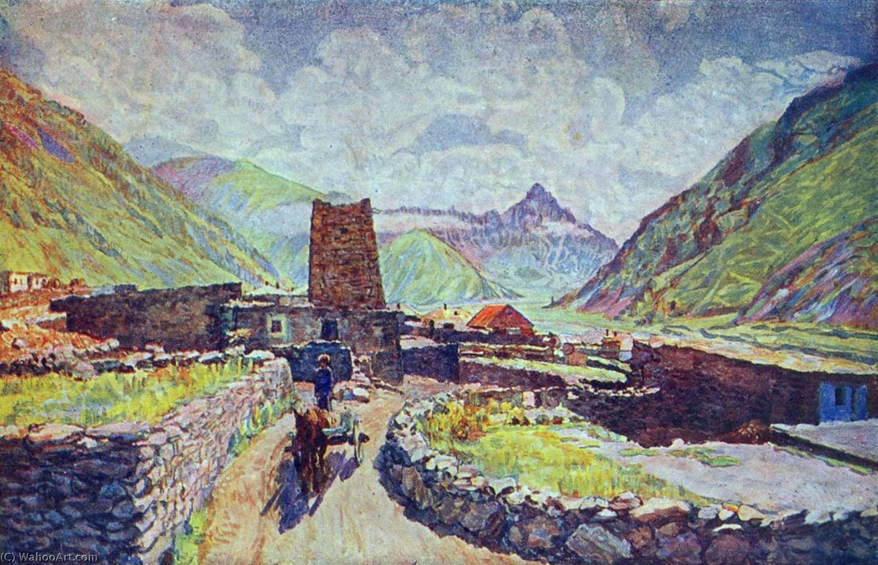 Wikioo.org - The Encyclopedia of Fine Arts - Painting, Artwork by Ilya Ivanovich Mashkov - Georgia. View of Mount Kabardzhino and Village