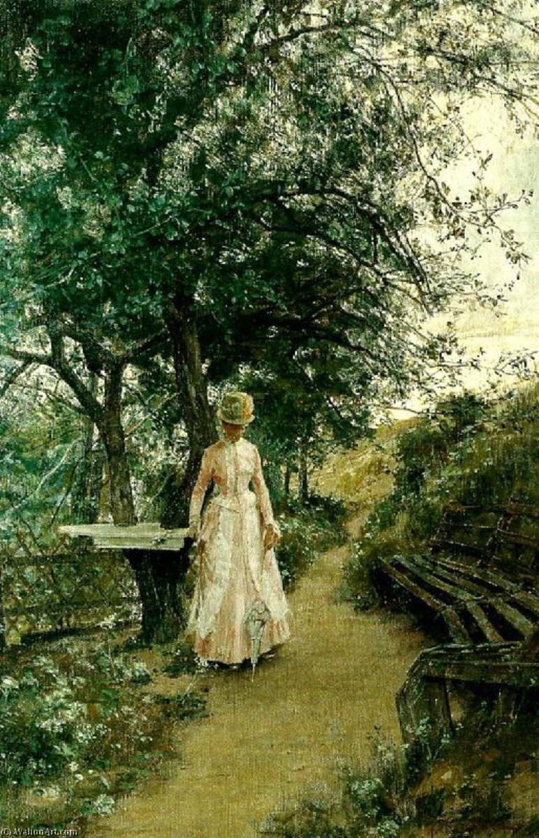 Wikioo.org - The Encyclopedia of Fine Arts - Painting, Artwork by Johan Krouthén - Lady in the Garden