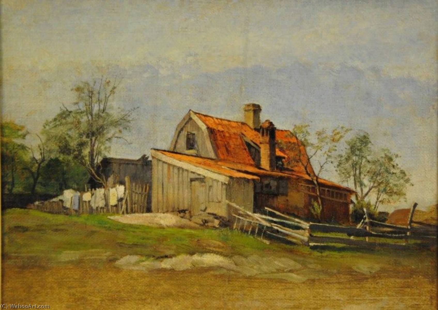 Wikioo.org - The Encyclopedia of Fine Arts - Painting, Artwork by Johan Krouthén - Grey house at Masthugget