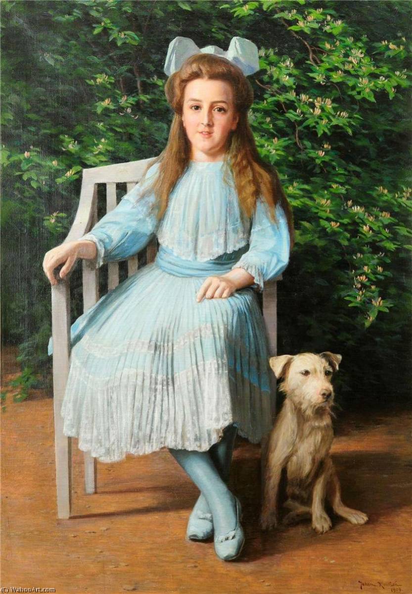 Wikioo.org - สารานุกรมวิจิตรศิลป์ - จิตรกรรม Johan Krouthén - Girl with Dog