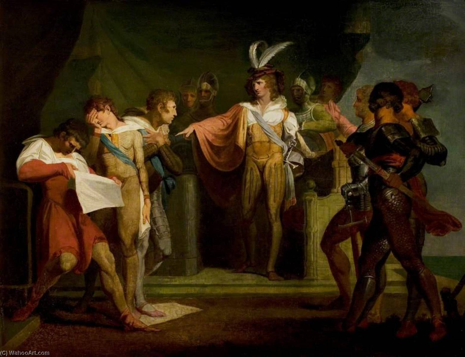 Wikioo.org - The Encyclopedia of Fine Arts - Painting, Artwork by Henry Fuseli (Johann Heinrich Füssli) - Henry V' Act II Scene 2 Discovering the Conspirators