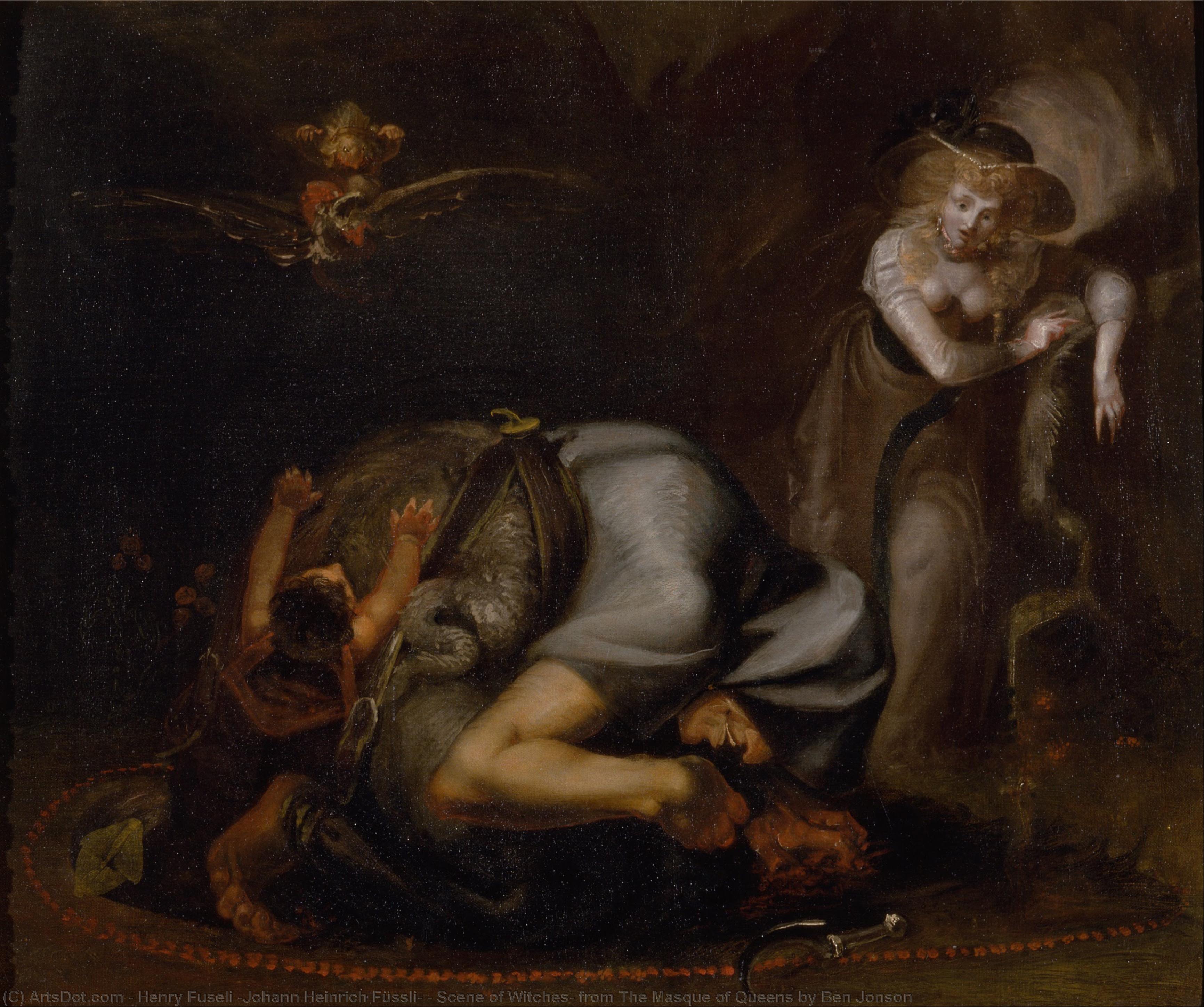 Wikioo.org - The Encyclopedia of Fine Arts - Painting, Artwork by Henry Fuseli (Johann Heinrich Füssli) - Scene of Witches, from The Masque of Queens by Ben Jonson