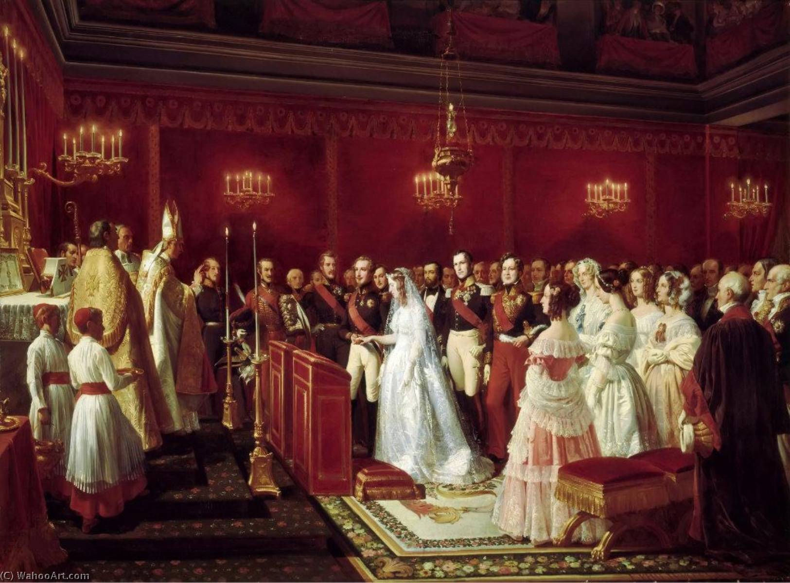 Wikioo.org - The Encyclopedia of Fine Arts - Painting, Artwork by Henri Félix Emmanuel Philippoteaux - The Marriage of Duke of Aumale with Maria Carolina of Bourbon