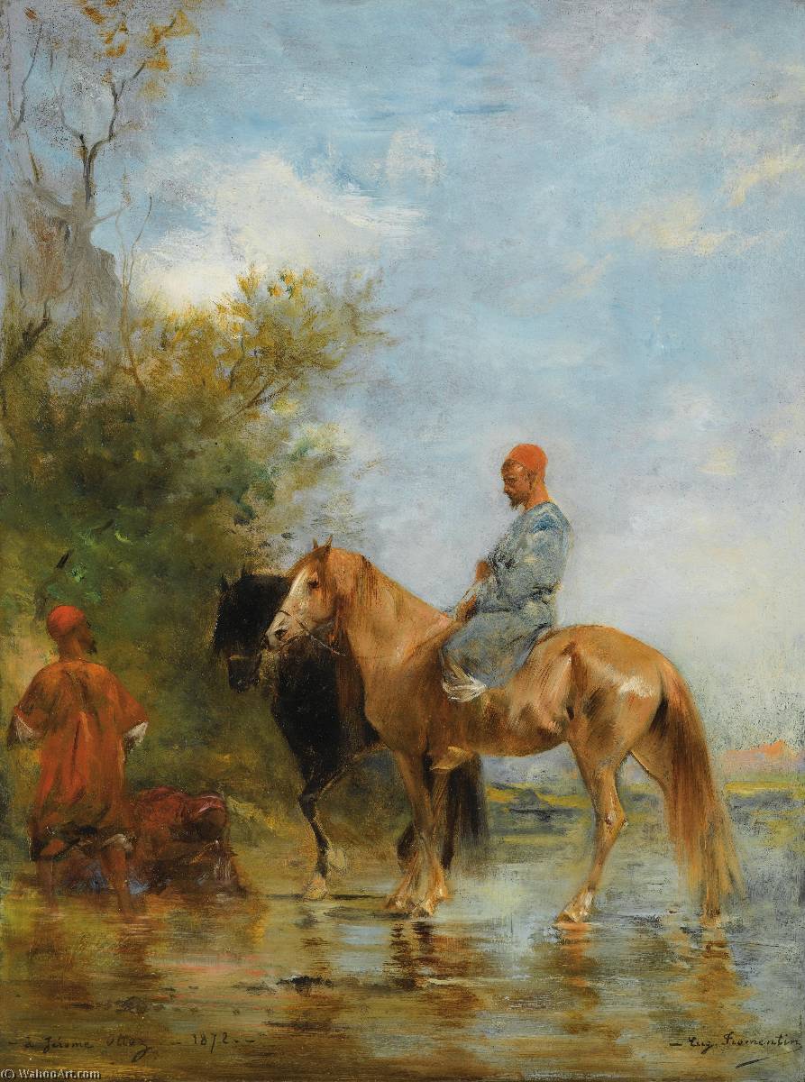 Wikioo.org – L'Encyclopédie des Beaux Arts - Peinture, Oeuvre de Eugène Samuel Auguste Fromentin - Cavaliers au bord de l'eau