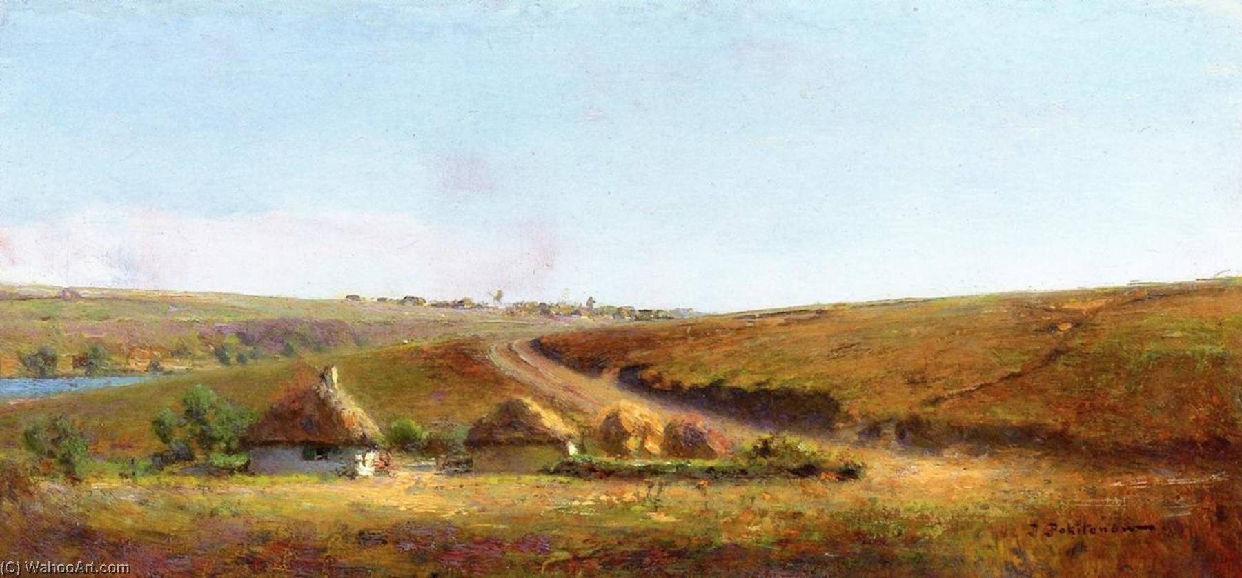 Wikioo.org - The Encyclopedia of Fine Arts - Painting, Artwork by Ivan Pokhitonov - Entrance from the Side of the Village to the Matrionovka Holding