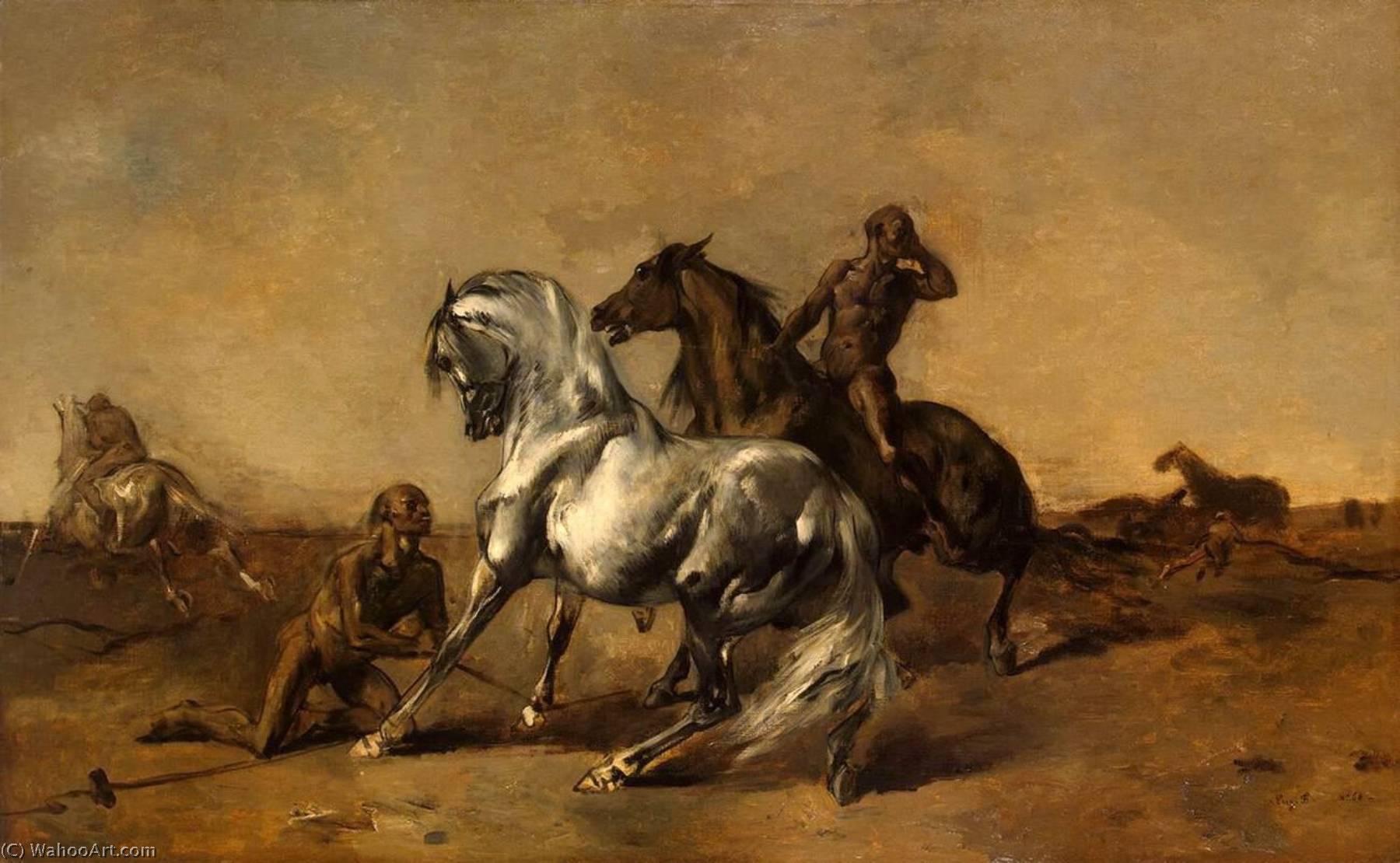 Wikioo.org - The Encyclopedia of Fine Arts - Painting, Artwork by Eugène Samuel Auguste Fromentin - Scene in the Desert