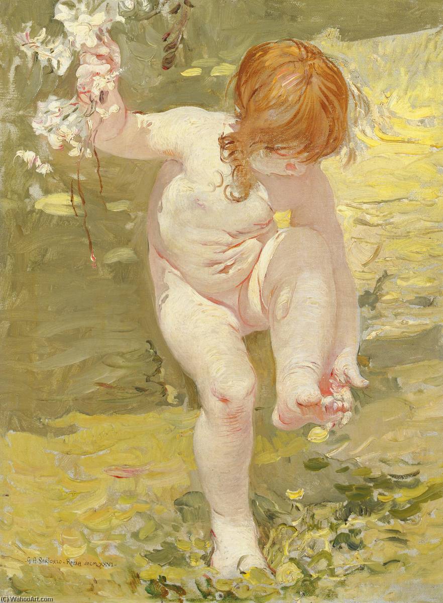 Wikioo.org - The Encyclopedia of Fine Arts - Painting, Artwork by Giulio Aristide Sartorio - Bimba ferita (Ritratto della figlia)
