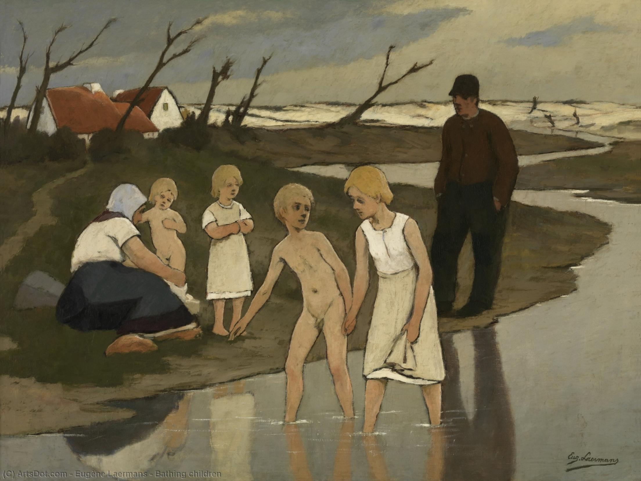 Wikioo.org - The Encyclopedia of Fine Arts - Painting, Artwork by Eugène Laermans - Bathing children