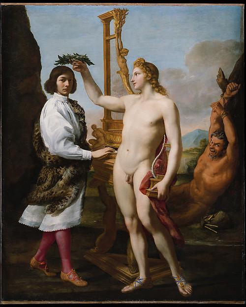 Wikioo.org - The Encyclopedia of Fine Arts - Painting, Artwork by Da Andrea Sacchi - Marcantonio Pasqualini (1614 1691) Crowned by Apollo