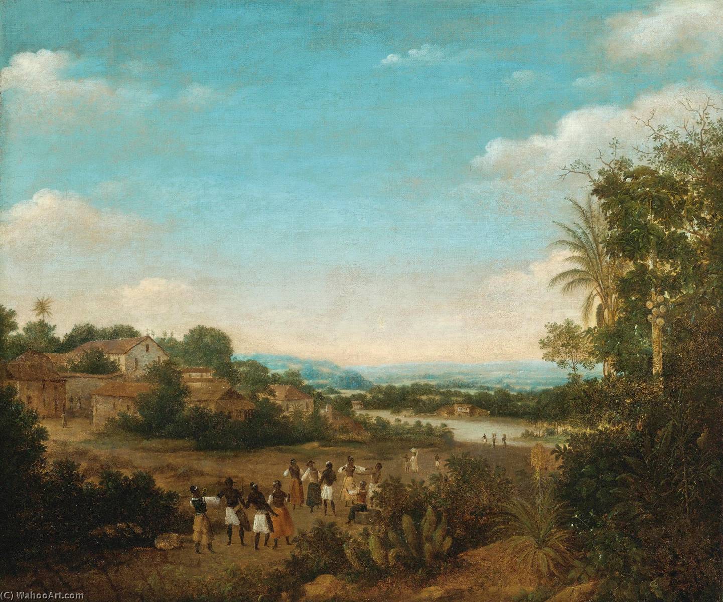 Wikioo.org – La Enciclopedia de las Bellas Artes - Pintura, Obras de arte de Frans Jansz Post - Ribera aldea