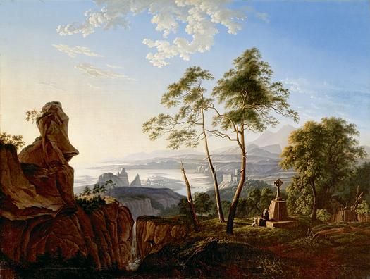 Wikioo.org - The Encyclopedia of Fine Arts - Painting, Artwork by Karl Blechen - Landscape with Hermit