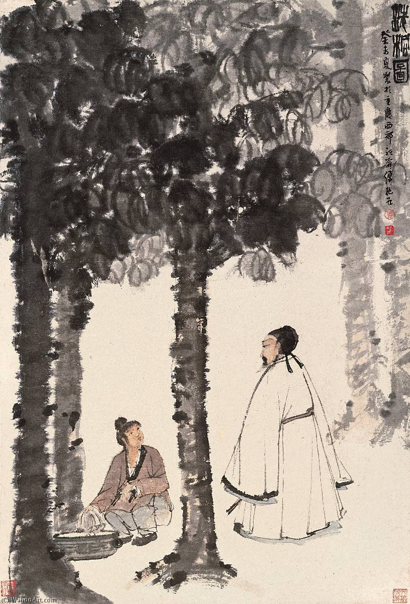 Wikioo.org - The Encyclopedia of Fine Arts - Painting, Artwork by Fu Baoshi - CLEANSING THE TUNG TREE